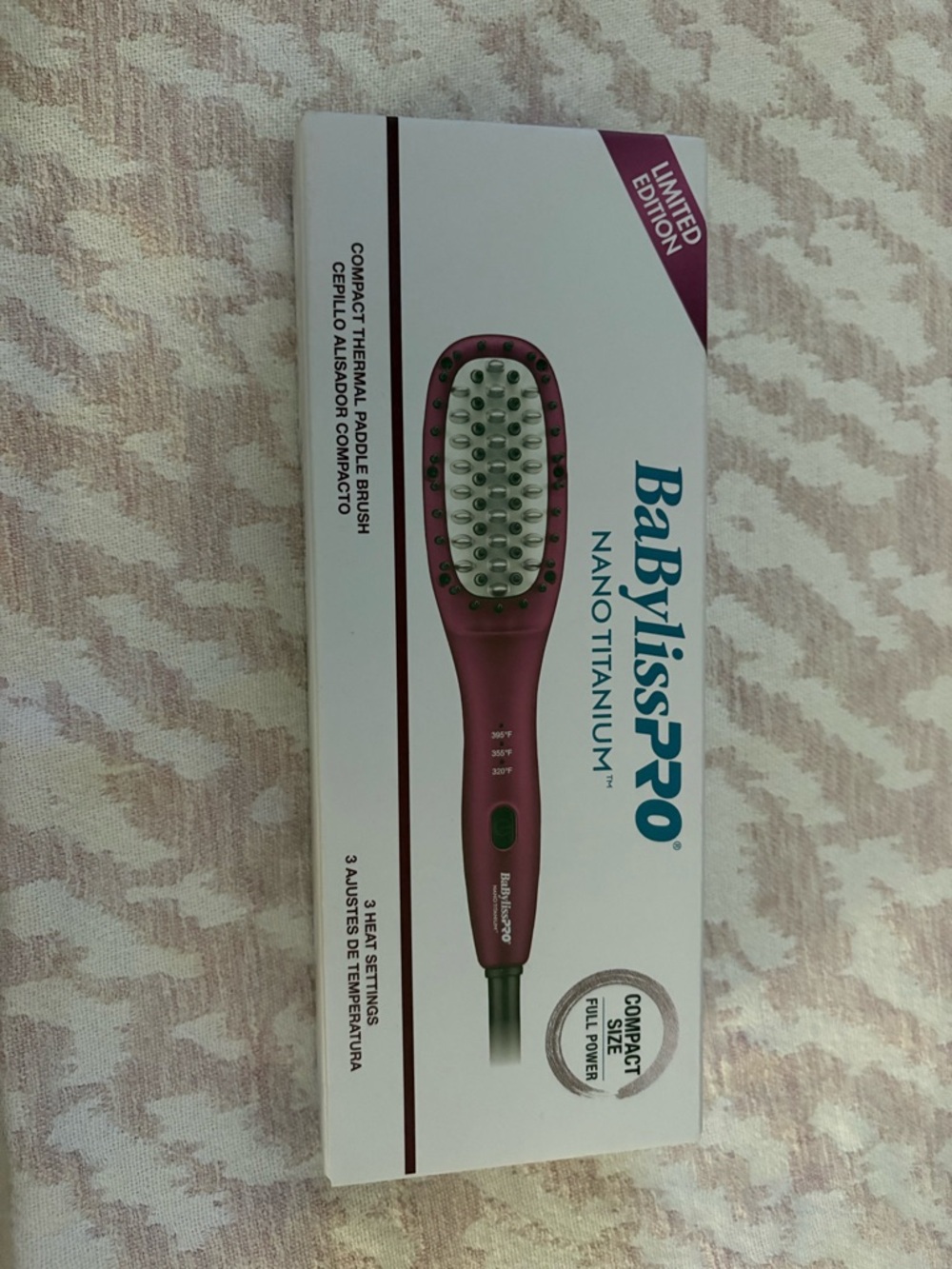 BaBylissPRO Nano Titanium Compact Thermal Paddle Brush - Magenta